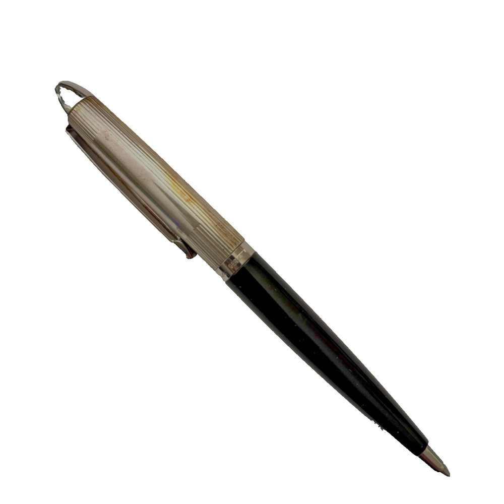 Waldmann 925 Sterling Silver Ballpoint Pen Germany Black Lacquer Twist Pen Boxed